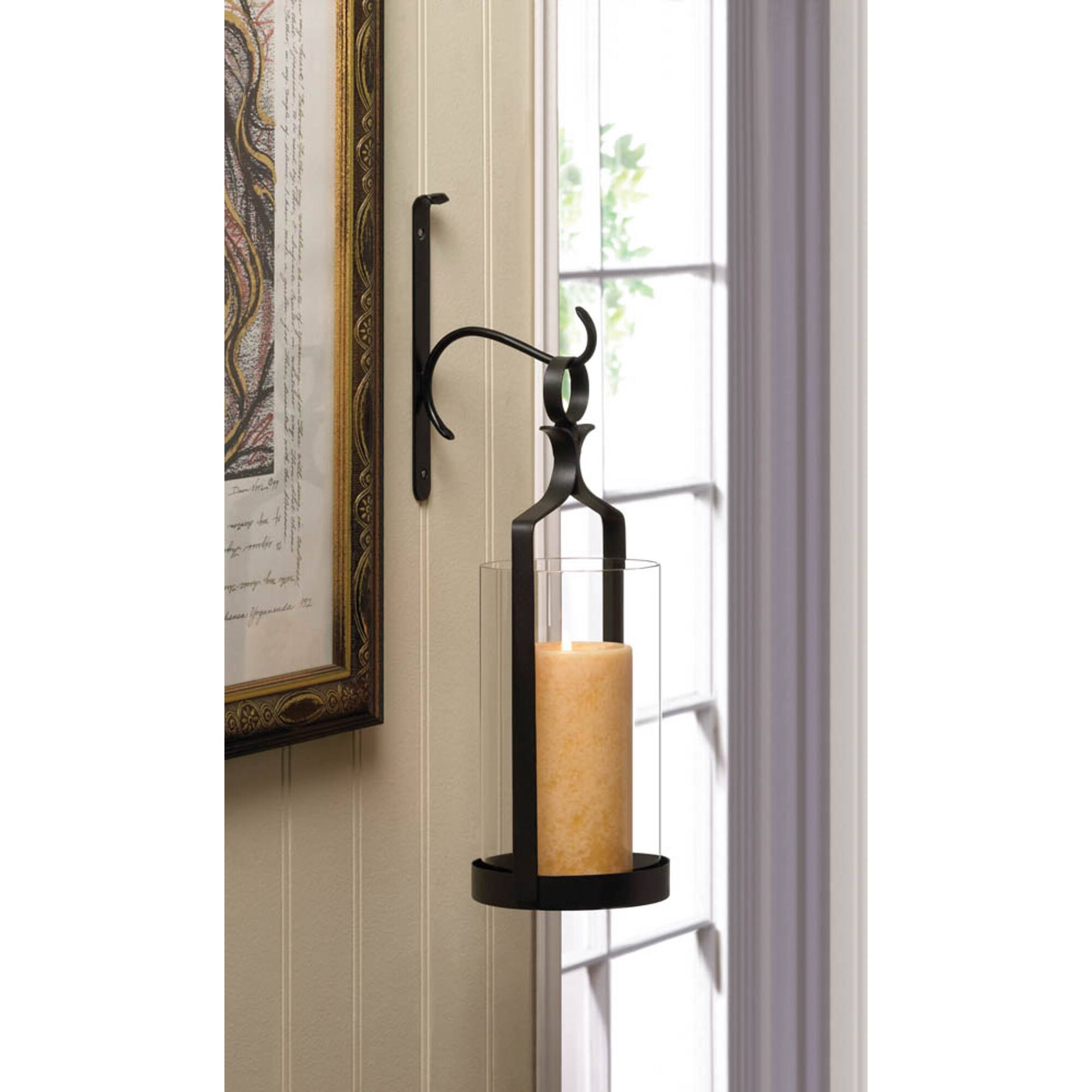 16'' Hanging Hurricane Glass Candle Wall Sconce